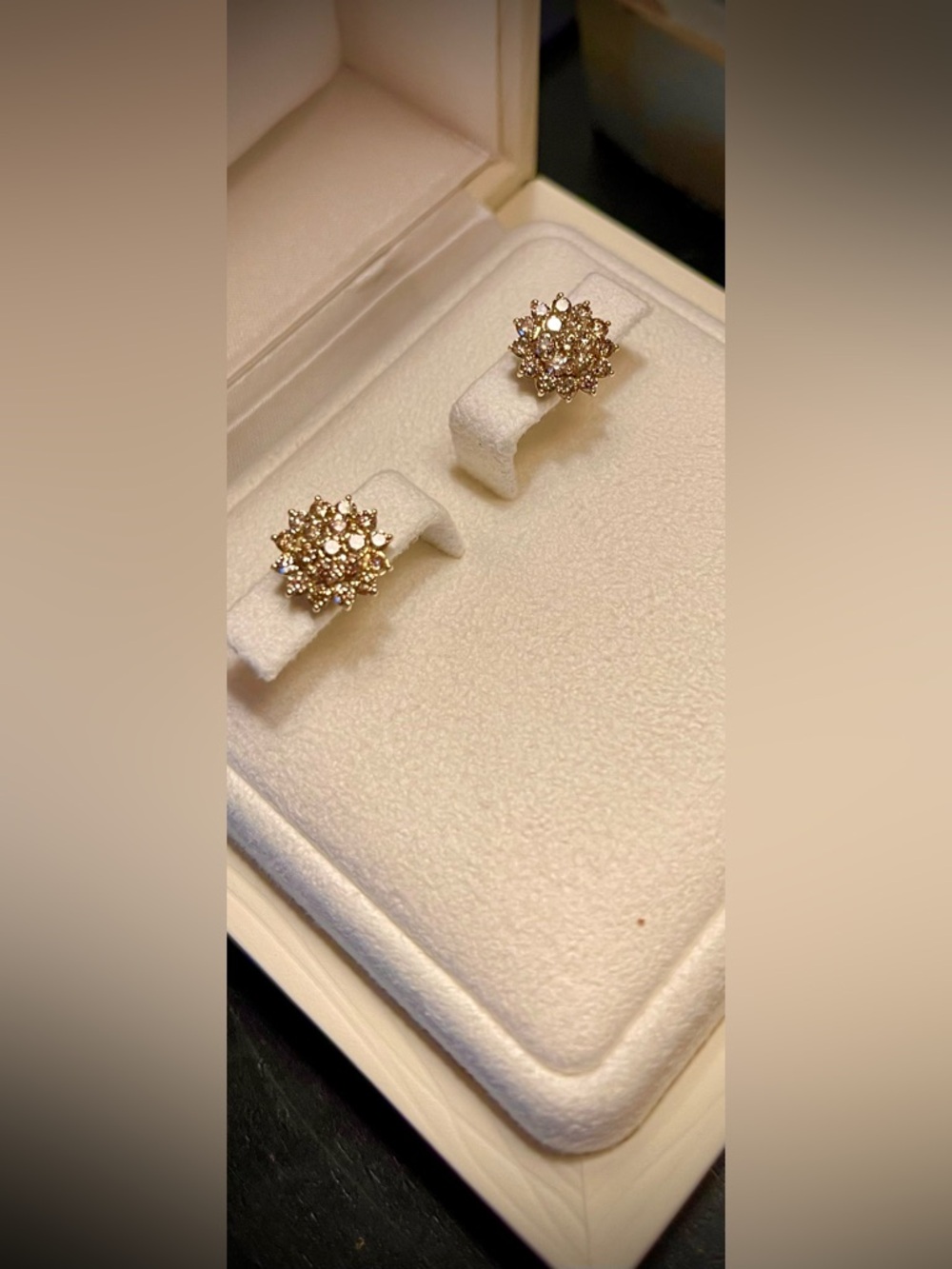 1 carat Champagne Diamond Stud Earrings - Picture 7 of 9